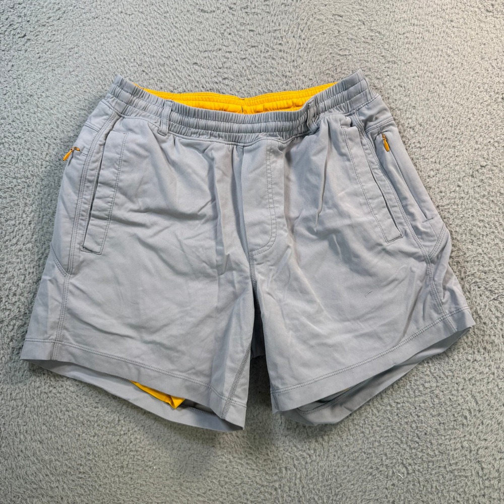 Birddogs Mens Gym Shorts Gray Yellow Liner Size Medium 6 Inch Inseam 11033